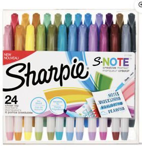 *NEW* Sharpie S-Note Creative Markers •Assorted Colors• Chisel Tip• 24 Count
