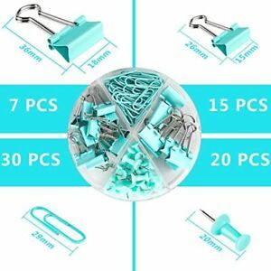 Clips Paperclips Sets for Office, Desk Organized, 72 Pcs Assorted Sizes (Pink)