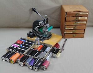 KINGSLEY HOT FOIL STAMPING MACHINE WITH TYPE SET LETTERS AND FOILS