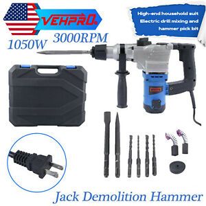 Electric Demolition Jack Hammer 1050W 3000RPM Concrete Breaker Punch Chisel Bit