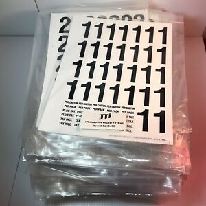 Lot of 560 sheets of Vinyl Price Sticker Number Decals 2” x1”(no 0 or 5 or 8)