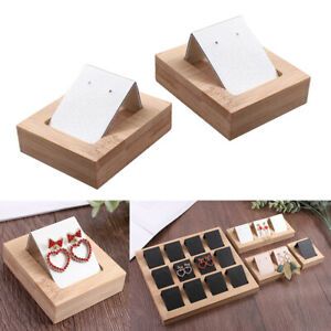 2 Pack Earring Card Holder &amp; Bamboo Tray Showcases Organizer Accessory White
