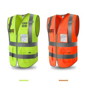 4 Pockets High Visibility Zipper Front Breathable Safety Vest with Reflective