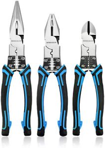 Newacalox Multi Pliers Set ( Industrial Linemans Side Cutting Needle Nose Plier