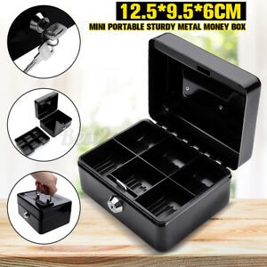 Locking Steel Cash Lock Box with Keys Security Money Tray Double Layer