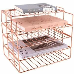 Hosaken Paper Tray 4 Tier Stackable Letter Tray Decorative Desk File Organize...