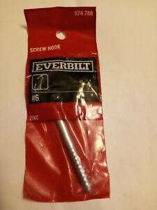 EVERBILT Screw Hook #6 Zinc Plated FREE SHIPPING #6 Cc