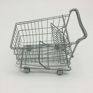 Mini Chrome Shopping Cart Metal Basket Planter Display 12&#034; Long