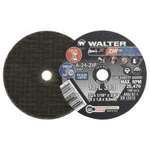 Walter 11L313 3x1/16x3/8 ZIP Steel and Stainless Cut-Off Wheels Grit A24 25 pack