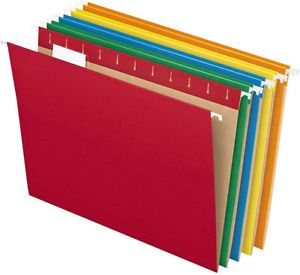 Pendaflex Hanging File Folders, Letter Size, Assorted Colors, 1/5-Cut Adjustable