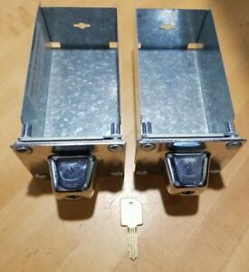 (2)Coin Boxes w/ Key ~Greenwald ESD C-23147~ Wascomat/ ADC/ Whirlpool / Maytag