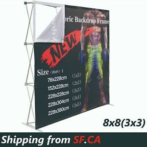 Tension Fabric Backdrop Booth Stand 3x3 Straight Pop Up Display Frame 8&#039;x8&#039;