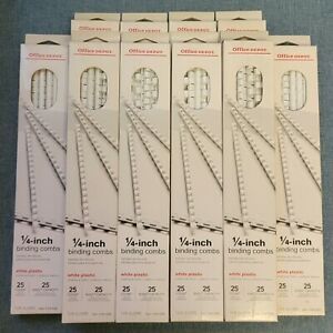 250 Office Depot 1/4&#034; Binding Combs, 25 Sheet Capacity, White