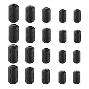 20 Pieces Clip-on Ferrite Ring Core RFI EMI Noise Suppressor Cable Clip Black