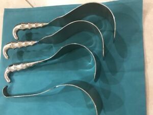 Sklar 60-3412 #5 Deaver Retractor 3&#034; x 12&#034; Stainless Steel set of 4Hollow Handle
