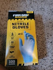 Firm Grip Pro Cleaning Disposable Nitrile Gloves 100 Count ~ One Size Fits Most