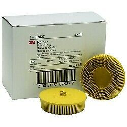 3M 07527 3&#034; Scotch-Brite Roloc Bristle Discs 80 Grit Medium Yellow