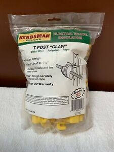 Electric Fence 1-1/2”  T-Post Claw Insulator Yellow 25 pack