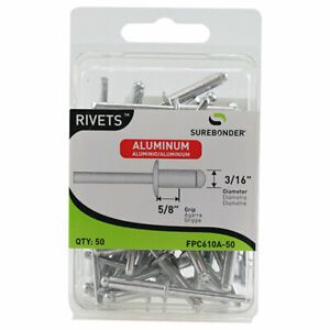 FPC610A Long Aluminum Rivets - 3/16&#034; Diameter, 5/8&#034; Grip - 50 count