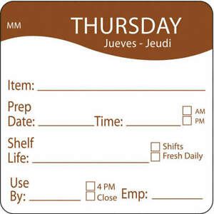 DAYMARK 1122124 Day Label,Thursday,3 In. W,PK500