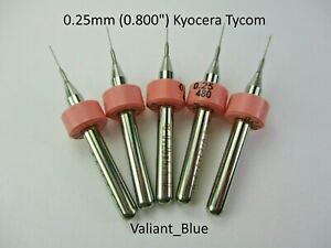 5pcs 0.25mm 0.800&#034; Printed Circuit Board Drills (PCB) Kyocera Tycom 480.0098.217