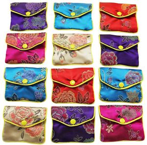 Small Jewelry Silk Purse Pouch Gift Bags Storage Multiple Colors Pack Of 12