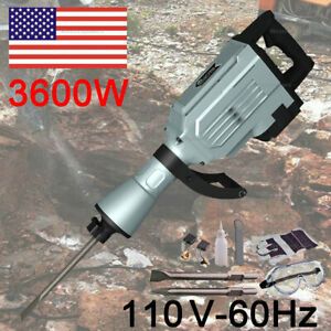 Heavy Duty Electric 3600 Watt Demolition Jack hammer Concrete Breaker Gray