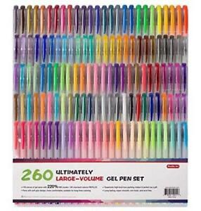 Shuttle Art 260 Pack Gel Pens Set 220% Ink Gel Pen for Adult Coloring Books Art