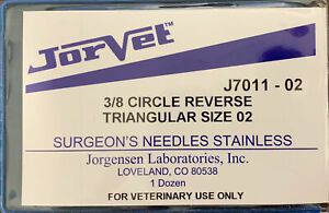Livestock 3/8 Circle Reverse Triangular Suture Needles Size 2  12 Count