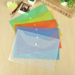 Transparent Plastic A4 Button File Document Folder Popper Wallet Office School