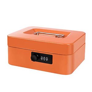 Cash Box with Money Tray and Combination Lock Metal Money Box with Cash Tray Box