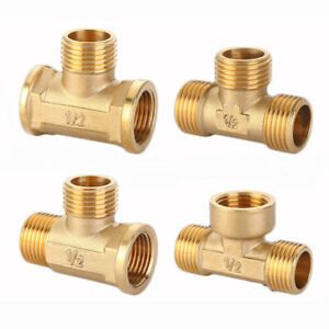 1/2&#034; 3/4&#034; 1&#034;Brass 3-Way Male/Female Thread Joiner Connector Pipe Fitting Adapter