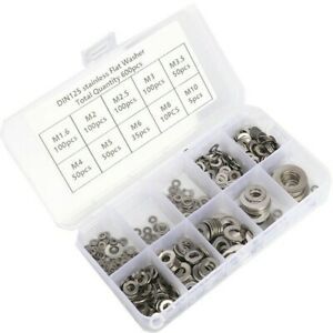 600pcs Flat Washer 304 Stainless Steel Washers Assortment Set Value Kit