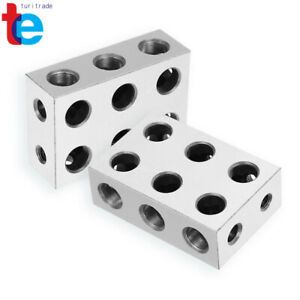 Matched Pair 1-2-3 123 Blocks With 11 Holes Precision 0.0002&#034; Hardened Steel