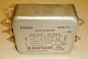 CORCOM F2280 EMI FILTER  50A,250V   50/60HZ   ECN 832638