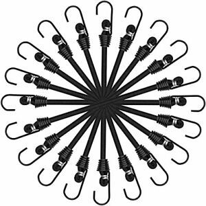Mini Bungee Cords with Hooks - Bungee Cords, 10 Pcs 6 Inch Black