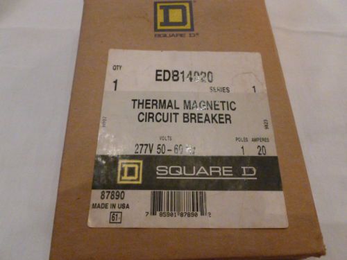 New edb14020 thermal magnetic 20 amp circuit breaker 1 pole  square d for sale