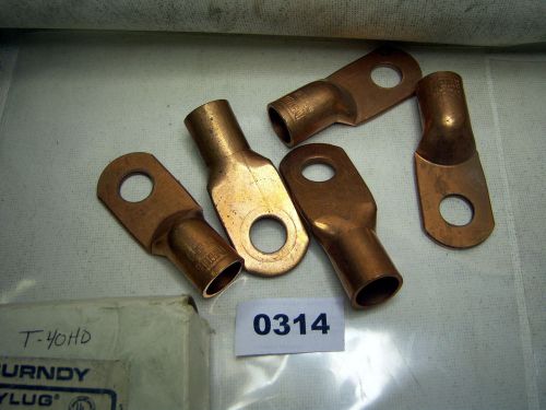 (0314) lot of 5 burndy copper cable lugs t-40hd for sale