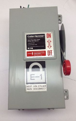 Cutler Hammer 60 Amp Heavy Duty Safety Switch DH362NDK Series B Electric