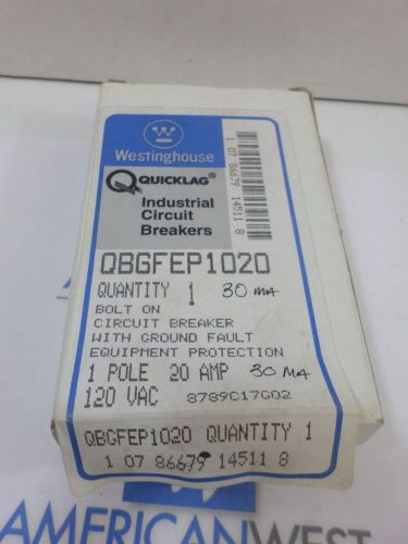 New in box Westinghouse QBGFEP1020  1 pole 20 amp ground fault equip protection