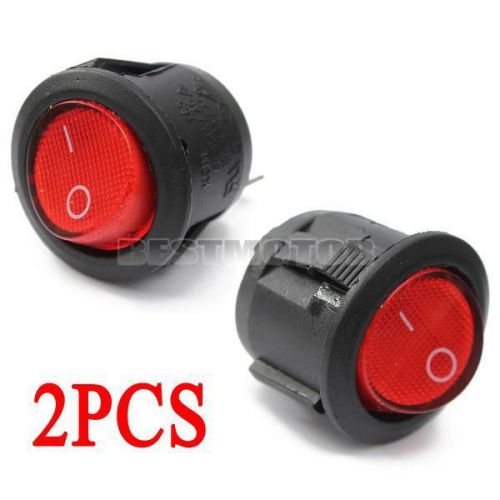 2x 6a/250v car boat red led dot round rocker light on-off spst toggle switch new for sale