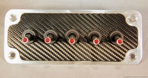 Billet : black wrap carbon fiber panel w/ led toggle switches - red for sale