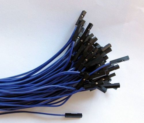 1p-1p female-female dupont jumper cable 26# 2.54mm  cord 20cm Blue 40 pcs