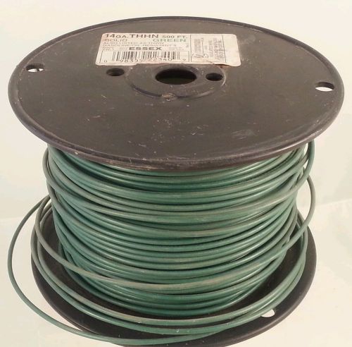 Essex partial spool approx 450&#039; green - 14 gauge solid electrical wire thhn thwn for sale