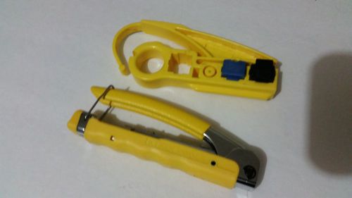 Set of 2 Klein Cable Coax Tools; Compression Crimper VDV211 &amp; Cable Strippers!