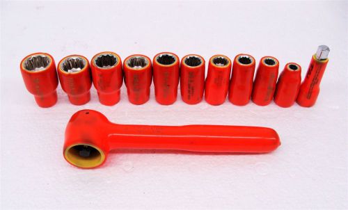 Cip usa 12-piece electrician 1000v insulated sae socket set 5/16&#034; to 7/8&#034; for sale