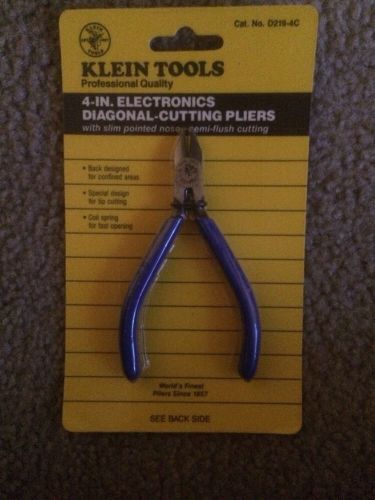 KLEIN TOOLS 4&#034; ELECTRONIC DIAGONAL-CUTTING PLIERS - SLIM POINTED NOSE -  D219-4C