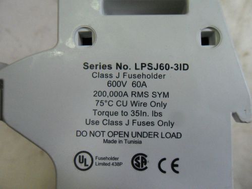 (G1-6) 1 LITTELFUSE LPSJ360-3ID 3 POLE INDICATING POWR-SAFE J HOLDER