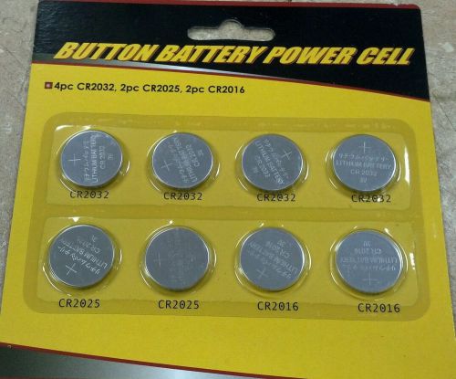 8 x Assorted BUTTON BATTERY Cell Lithium Coin CR2032 CR2025 CR2016 Batteries