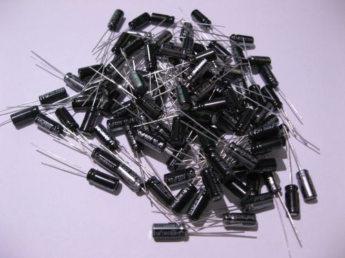 Qty 100 electrolytic capacitors 10 uf 50v 105c deg radial leads - nos for sale